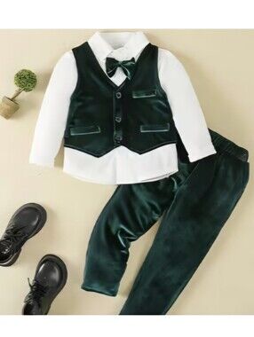 NEW BOYS 3 PIECE ELEGANT & FASHIONABLE PANTS/VEST/SHIRT SET SIZES: 5-6Y & 7-8Y